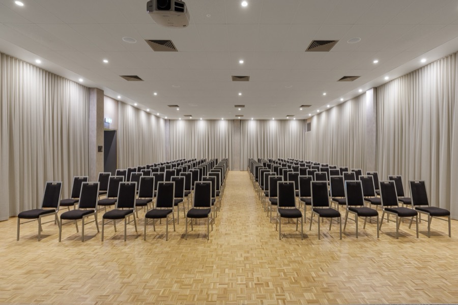 The Big Room set theatre-style
