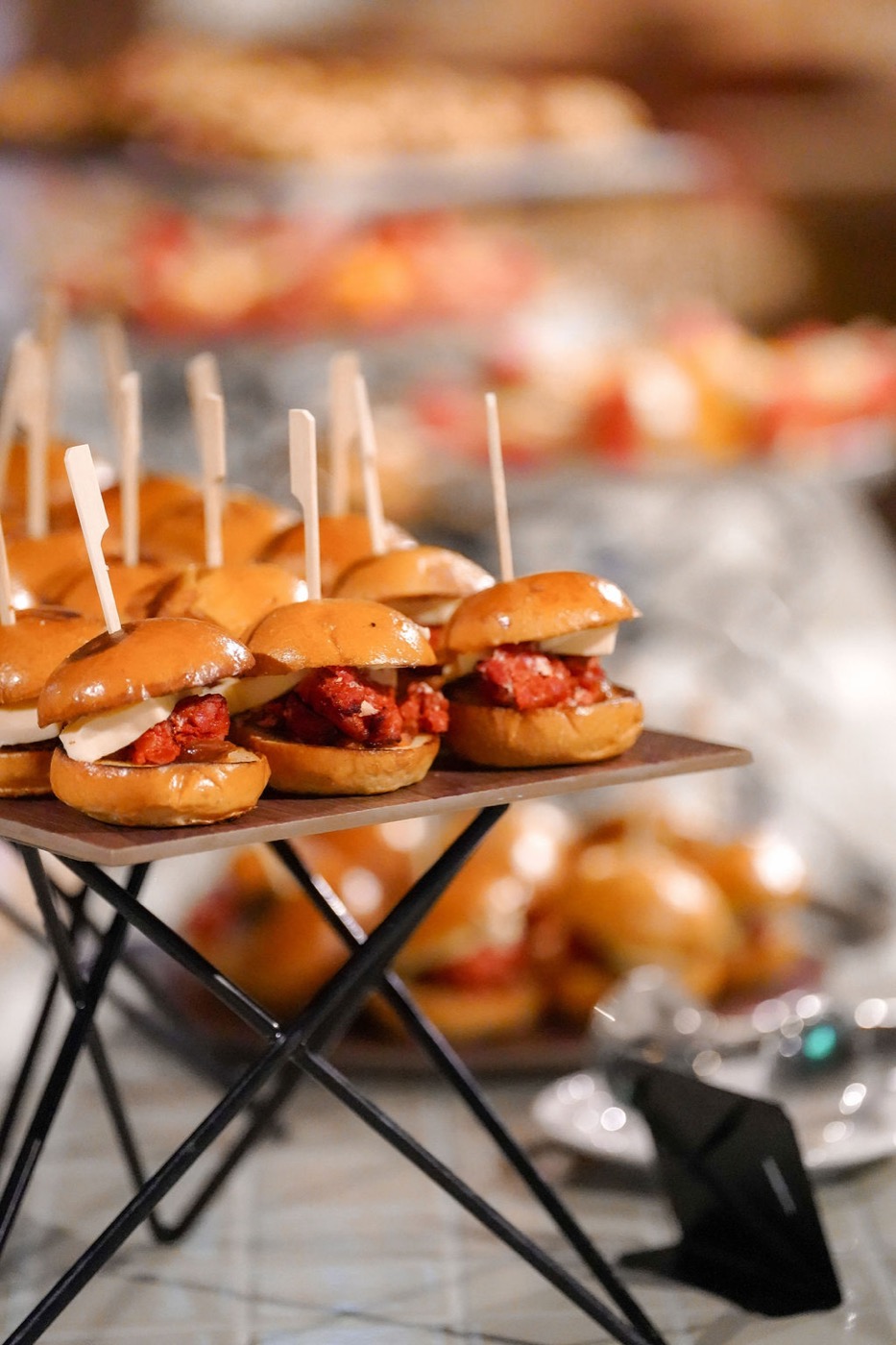 Wagyu beef sliders on a serving board